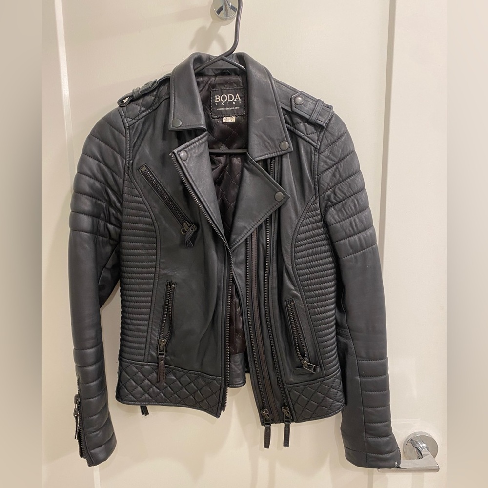 Boda Skins Womens Black Leather Jacket.